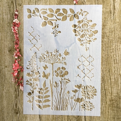 Pochoirs pour peinture murale, 29x21cm, feuilles de plantes, algues, bricolage, Scrapbook, coloration, gaufrage, Album, modèle de carte en papier décorative ► Photo 1/3