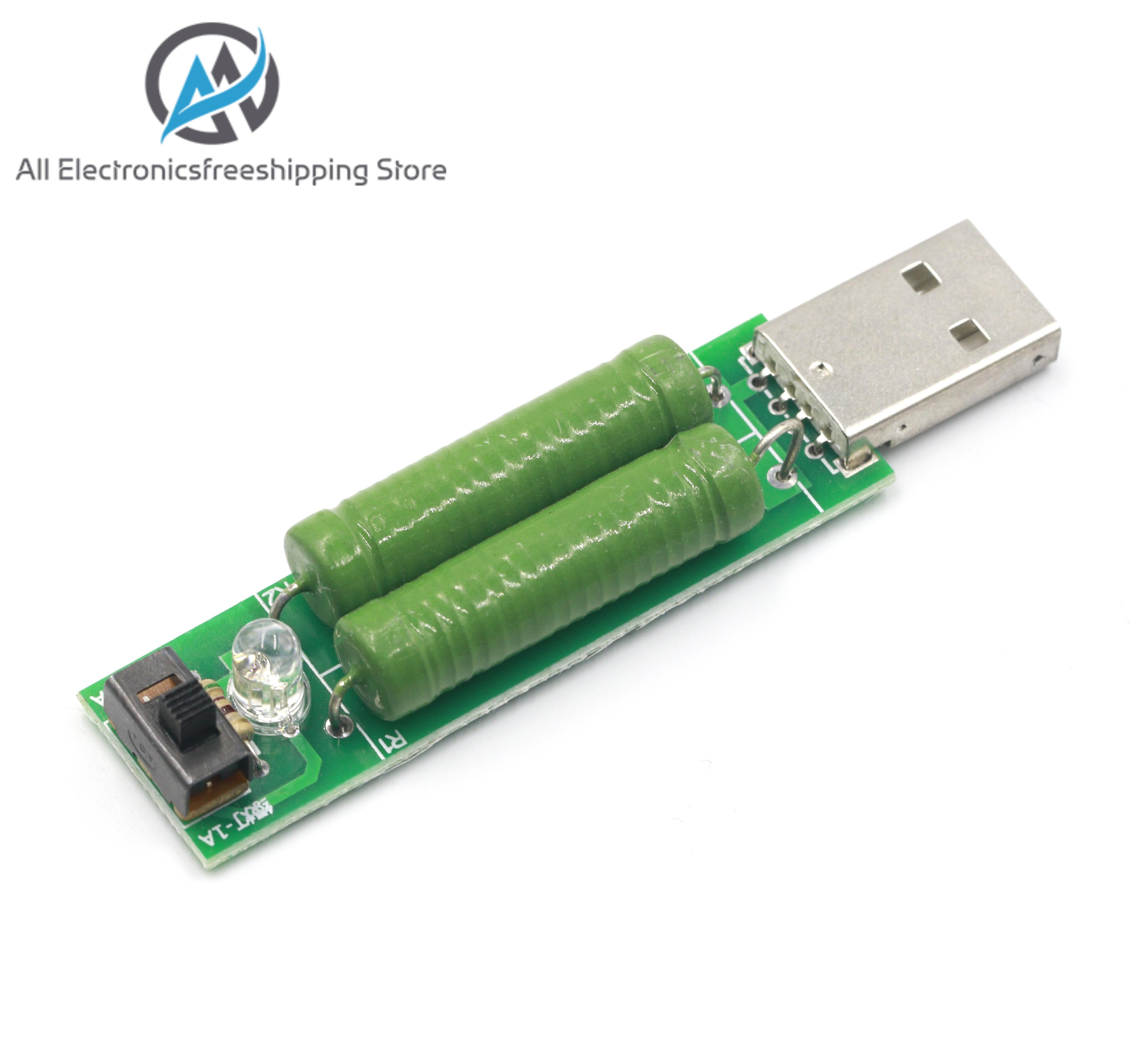 Port USB Mini résistance de charge de décharge testeur de tension de courant numérique 2A/1A avec interrupteur 1A Led verte/2A Led rouge ► Photo 1/4