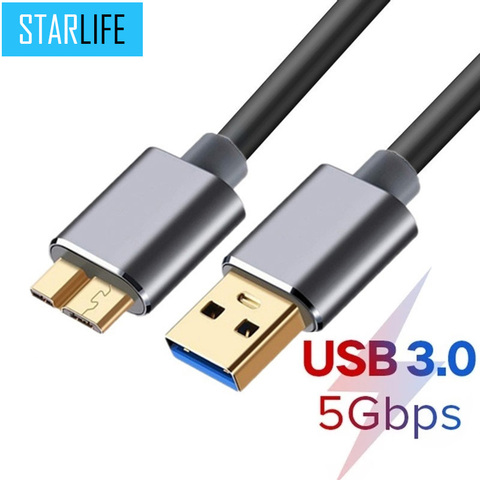 Câble USB 3.0 Type A vers Micro B pour synchronisation de données, rapide, cordon pour disque dur externe HDD, connecteur Samsung S5 Note 3, 3.0 ► Photo 1/6