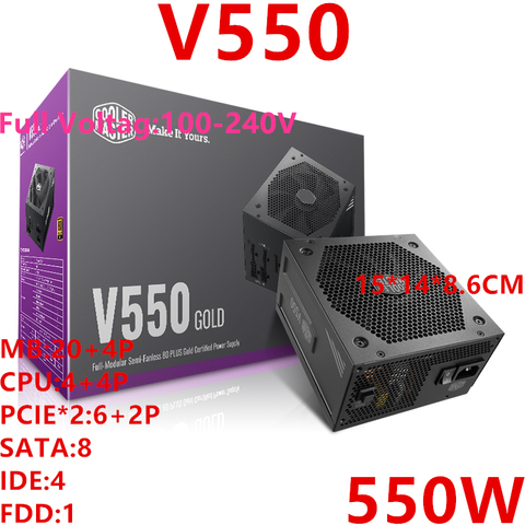 Nouvelle PSU Pour Cooler Master Marque ATX 80plus Gold Module Complet Jeu Muet Alimentation 550W Alimentation V550 ► Photo 1/6