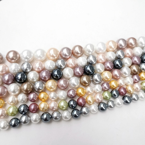 Perles rondes en vrac de haute qualité, Imitation de coquille, nouvelle sélection de tailles 4-14mm, 15 pouces, à la mode, livraison gratuite ► Photo 1/3