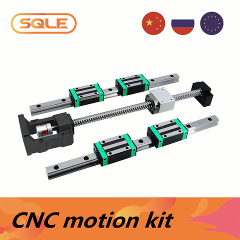 Guide de CNC pour entrepôt ue guide linéaire HGR15 HGR20 + glissières HGH15CA + vis à billes SFU1605 SFU1610 avec roulements de support + coupleur ► Photo 1/6