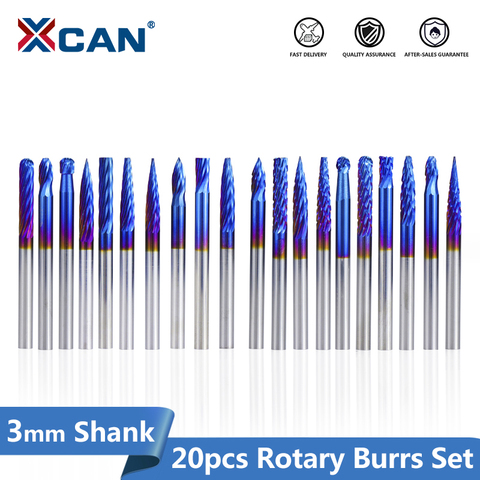 XCAN-jeu de fraises rotatives en carbure de tungstène pour outils Dremel, 3x3mm, mèches rotatives pour le travail du bois, 1 jeu ► Photo 1/6