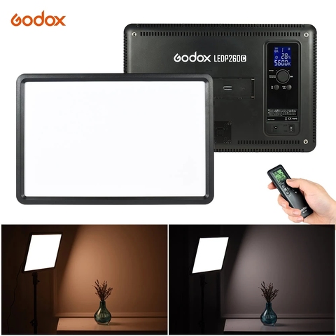 Godox LED P260C Ultra-mince 30W LED lumière vidéo panneau lampe 3200 K-5600 K bi-couleur télécommande sans fil pour appareil photo numérique DSLR ► Photo 1/6