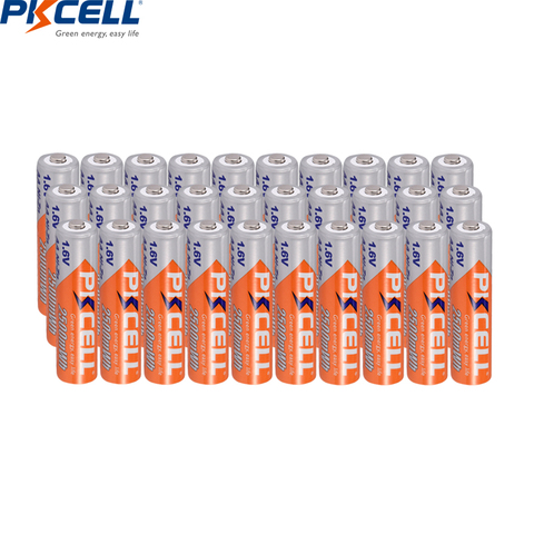 PKCELL 30 pièces AA batterie 1.6v NIZN AA 2500mWh ni-zn aa Batteries rechargeables AA haute tension pour caméras jouets ► Photo 1/5