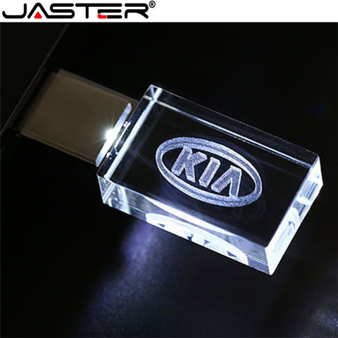 Clé USB JASTER HOT KIA crystal + métal clé USB 4GB 8GB 16GB 32GB 64GB 128GB mémoire de stockage externe disque u ► Photo 1/1