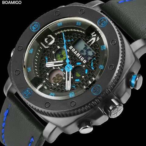 BOAMIGO chronographe hommes montre classique Quartz LED horloge numérique relojo hombre relogio masculino erkek kol saati ► Photo 1/6