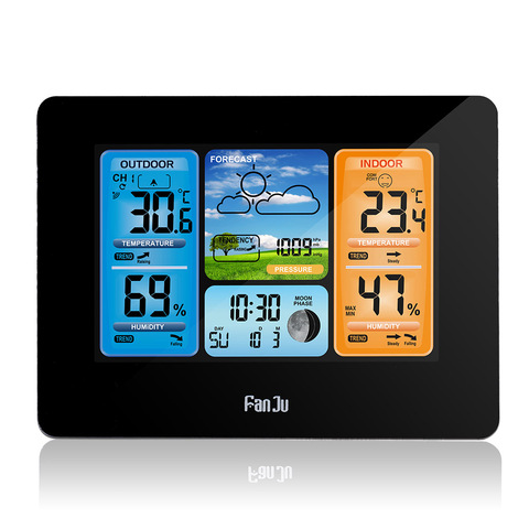 FanJu FJ3373B LCD Station météo sans fil réveil thermomètre numérique hygromètre baromètre prévision alarme quotidienne Type mural ► Photo 1/6