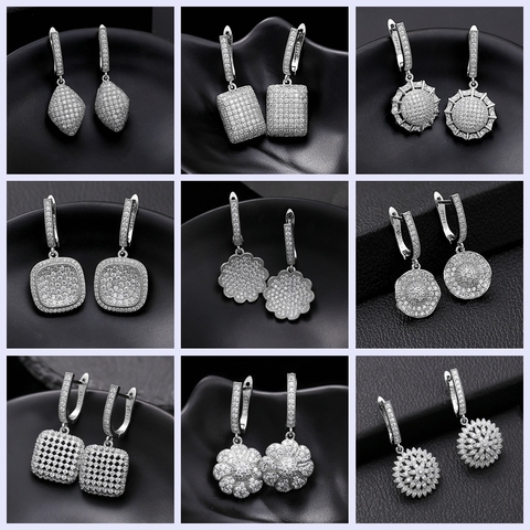 2022 nouveaux bijoux de mariage zircone cristal goutte/boucles d'oreilles pendantes pour les femmes mode longues boucles d'oreilles 12 Style différent ► Photo 1/6