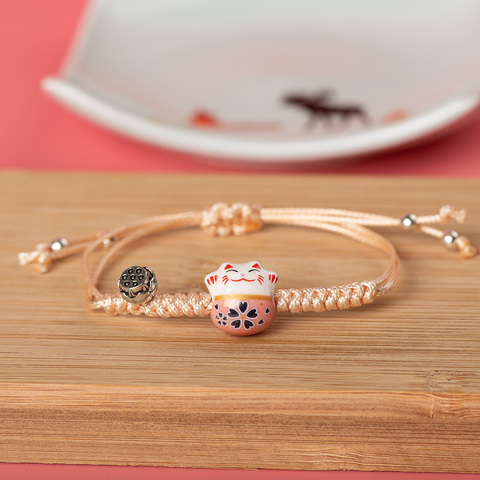 Bracelet pendentif en céramique pour femmes, mignon, fait à la main, perles en céramique, vente en gros # XN034 ► Photo 1/6