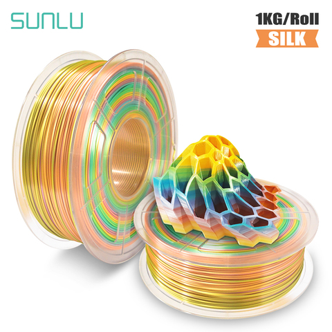 SUNLU 1.75mm PLA soie arc-en-ciel couleur 3D imprimante Filament enchevêtrement gratuit 100% pas de bulle avec sac sous vide emballage ► Photo 1/6