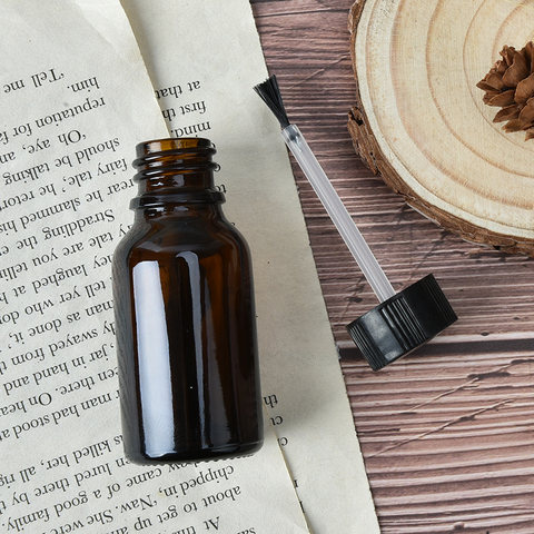 Bouteille en verre marron vide pour vernis à ongles, contenant d'huile essentielle avec capuchon de brosse, de 15/20/30ML ► Photo 1/6