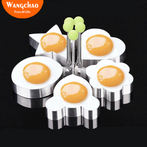 Moule à œufs frits en acier inoxydable 5 formes, moule à bricolage frits pour le petit déjeuner, anneaux de crêpes, Sandwich, ustensiles de cuisine, outils de cuisson ► Photo 1/6