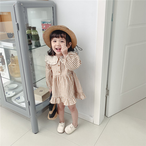 2022 printemps enfants vêtements nouvel été mignon enfants robe enfants bébé filles robe à manches longues princesse robe revers enfant robe ► Photo 1/6