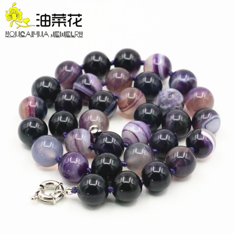 Collier rond pour femme, perles d'agates violettes, 6-12mm, bijoux faits à la main, pour noël, vente en gros ► Photo 1/6
