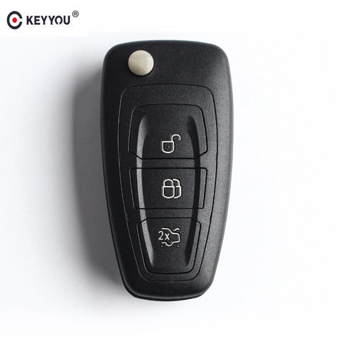 KEYYOU-coque de clé télécommande à 3 boutons, pliable, pour voiture, pour Ford Focus 3 Fiesta 2013 connect mondeo c max, lame HU101/FO21 ► Photo 1/6