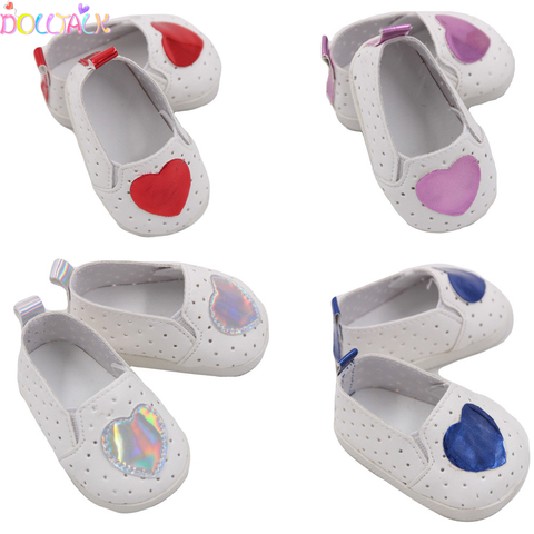 Poupées chaussures pour 43cm nouveau-né bébé coeur poupée chaussures 18 pouces poupée mignon chaussures poupée accessoire jouet cadeau pour les filles ► Photo 1/6