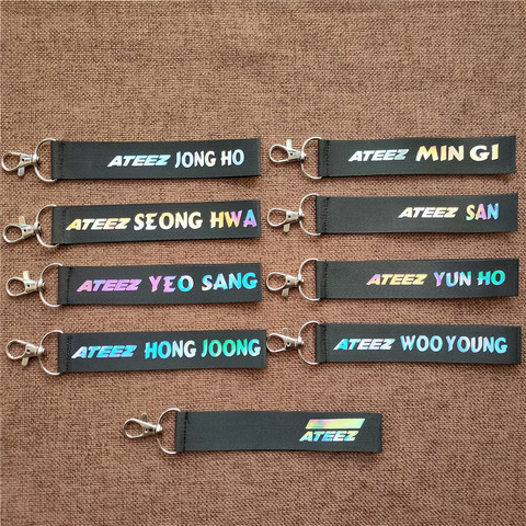 Kpop ATEEZ-porte-clés, lanière laser, membre, corde suspendue pour téléphone portable, porte-clés, pendentif de haute qualité, nouveautés ► Photo 1/6