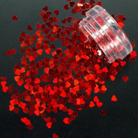 1 boîte rouge ongles paillettes flocons amour coeur forme curseur brillant paillettes pour Nail Art Paillette manucure 3D ongles décor bricolage Nail Art ► Photo 1/6