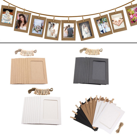 Cadre Photo en bois, 10 pièces, Clip, porte-Photo, accessoires pour fête de remise de diplôme, stand Photo, décoration murale de mariage ► Photo 1/6