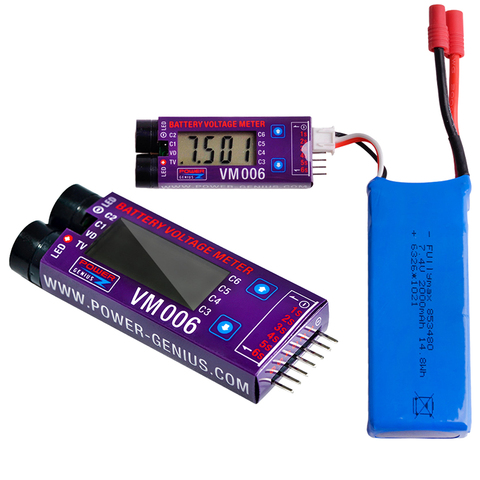 1 pièces compteur de tension VM006 1-6S batterie LiPo compteur de tension de batterie précis avec alarme d'affichage à cristaux liquides LCD pour batterie RC ► Photo 1/3