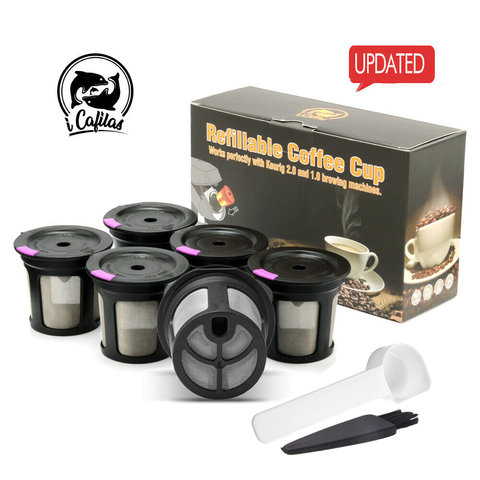 Mise à jour 6 pièces/ensemble rechargeable Keurig café Capsule k-cup filtre pour 2.0 et 1.0 brasseurs Kcup réutilisable pour Keurig machine k-carafe ► Photo 1/6