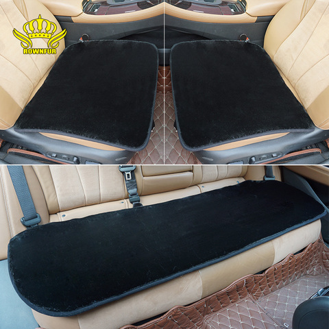 ROWNFUR – housses de siège de voiture en peluche artificielle, ensemble universel d'accessoires automobiles pour l'intérieur, protection de siège de voiture, tapis chauds ► Photo 1/6