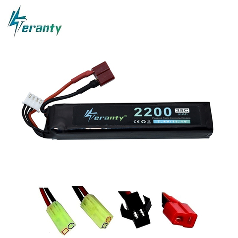 3S pistolet à eau batterie 102mm avec prise T 11.1V 2200mAh Lipo batterie pour M4 AK47 Mini Airsoft BB pistolet à Air électrique jouets RC pièces ► Photo 1/6