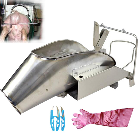 Support pour castration de porcs, outil vétérinaire 304, plate-forme à caissons en acier inoxydable avec couteau et godets, équipement de castration de porcs ► Photo 1/6