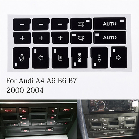 Autocollants 16 clés pour Audi A4 B6 B7 2000 2001 2002 2003 climatisation de voiture, autocollants de réparation de boutons de contrôle de climatisation ► Photo 1/6