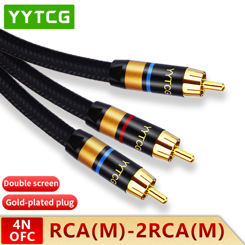 Câble adaptateur RCA Y pour caisson de basse, 0.5m,1m,1.5m,2m,3m,5m, câble audio 1 rca à 2 rca ► Photo 1/6