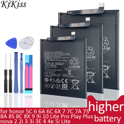 Batterie pour Huawei honour 5C 6 6A 6C 6X 7 7C 7A 7S 7X 8 8A 8S 8C 8X 9 9i 10 Lite Pro Play Plus/nova 2 2i 3 3i 3E 4 4e 5i Lite ► Photo 1/6