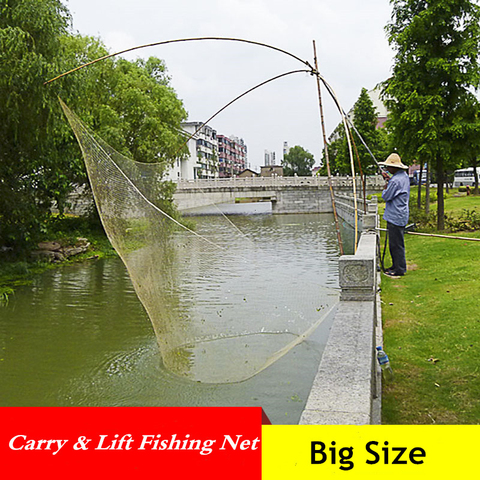 Filet de pêche pliable de grande capacité, outil de capture automatique en plein air, filet de levage, équipement de pêche, petit filet à mailles ► Photo 1/6