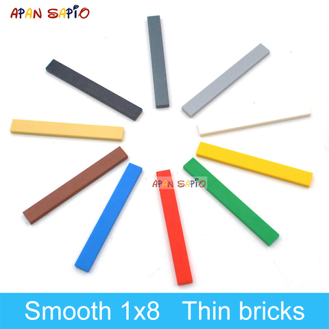 100 pièces bricolage blocs de construction Figure briques lisse 1x8 10 couleurs éducatif taille créative Compatible avec 4162 jouets pour enfants ► Photo 1/6