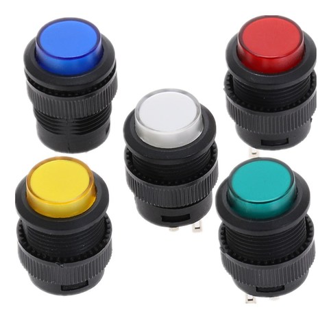 Interrupteur à bouton-poussoir rond, 5 pièces, 4 broches, 16MM, blanc, rouge, bleu, vert, jaune, lampe à LED broches, 3a/250vac ► Photo 1/6