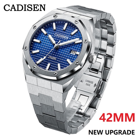 CADISEN nouveau 42MM hommes montres mécanique automatique NH35A bleu montre hommes 100M étanche marque de luxe décontracté affaires montre-bracelet ► Photo 1/6
