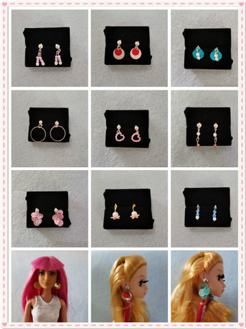 Boucles d'oreilles pour maison de poupée de 30cm, maison de jeu, boucles d'oreilles, clous d'oreilles en Fr Xinyi Keer, 6 Points, jouet ornemental, bijoux ► Photo 1/6