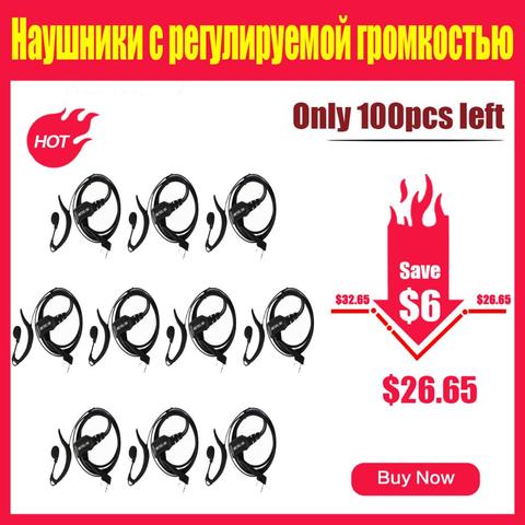 10 pièces G Type Volume réglable écouteur PTT casque talkie-walkie casque accessoires pour Kenwood/Baofeng UV-5R/H-777 à chape ► Photo 1/6