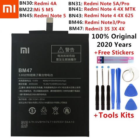 XiaoMi – batterie de remplacement, pour Xiaomi Redmi Note 2 3 3S 3X 4 4X 4A 5 5A 6 6A 7 Pro Plus Mi6 Mi4c Mi5 Mi 5X 5s ► Photo 1/6