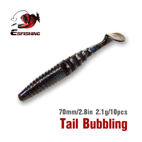 KESFISHING leurre souple Shad queue bouillonnant 70mm 2.1g 10 pièces Wobbler leurres artificiels Silicone appât basse pêche Spinner appât Pesca ► Photo 1/6