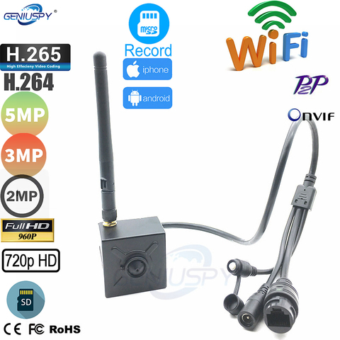 5MP 2mp 3MP Mini caméra sans fil WIFI IP fente pour carte SD P2P Onvif CCTV trou de broche IP Cam sécurité pour la Surveillance de l'industrie à domicile ► Photo 1/6