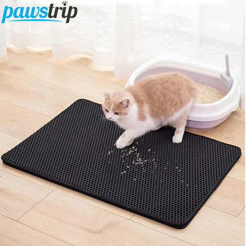 Tapis de litière imperméable à Double couche pour chats, capture des déchets des animaux de compagnie, tapis de nettoyage EVA, produits et accessoires pour chats ► Photo 1/6