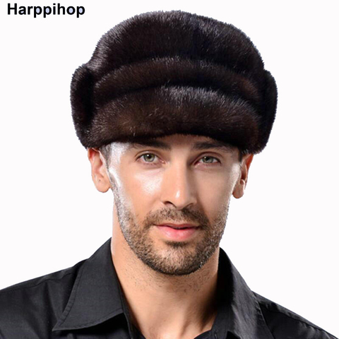 Chapeau d'hiver en fourrure pour hommes | Mode, fourrure de vison, duvet, chaud, casquette de spectacle cadeau de noël, chapeau pour hommes, livraison gratuite ► Photo 1/3