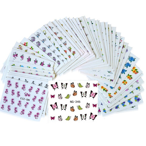 50 feuilles autocollants pour ongles conceptions mixtes transfert d'eau Nail Art autocollant filigrane décalcomanies bricolage décoration pour beauté manucure outils ► Photo 1/5