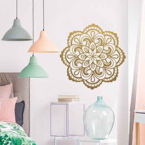 Mandala vinyle Stickers muraux personnalisé créatif pour enfants chambre salon décor à la maison vinyle autocollant Mural yoga papier peint ► Photo 1/6