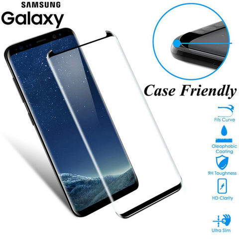 JGKK 3D verre incurvé pour Samsung Galaxy S8 S9 Plus Note 8 9 étui en verre trempé protecteur d'écran amical pour S8 plus S9 bouclier ► Photo 1/6