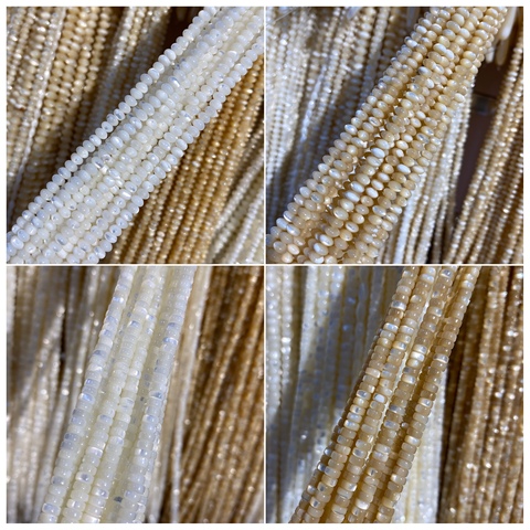 Perles rondes en coquillage naturel, 3x5/2x4/3x4mm, petites perles d'espacement plates, pour la fabrication de bijoux, colliers et bracelets, perles à la mode ► Photo 1/6
