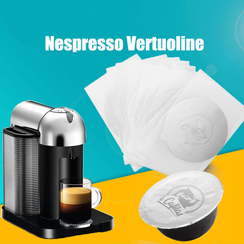 Film en aluminium jetable pour Nespresso Vertuo Vertuoline GCA1 & Delonghi env 135 dosettes rechargeables, joint en aluminium auto-adhésif ► Photo 1/6