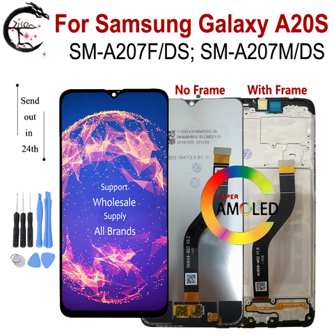 Ensemble écran tactile LCD avec châssis, 6.5 pouces, pour SAMSUNG Galaxy A20s A207 SM-A207F/DS A207FN A207W A207GN A207YN ► Photo 1/6