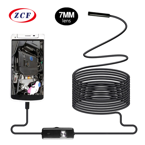 7mm Objectif USB Android Endoscope Caméra 1 m 1.5 m 2 m 3.5 m 5 m Étanche Serpent Tube micro USB OTG D'inspection Endoscope Voiture Endoscope ► Photo 1/6